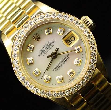 rolex 18k gold with diamonds|18k gold rolex women's watch.